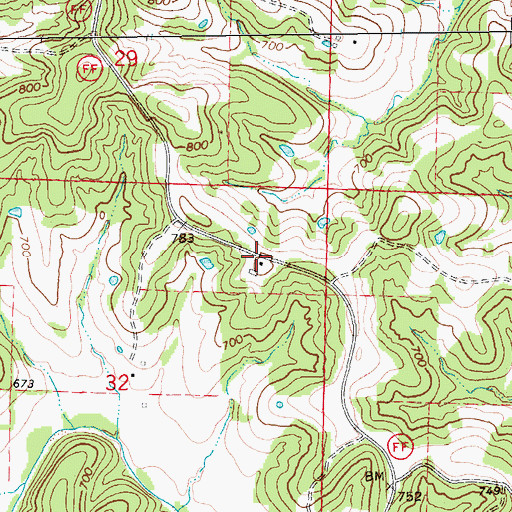 Topographic Map of Lay High School (historical), MO