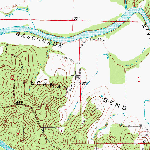Topographic Map of Oshawa (historical), MO