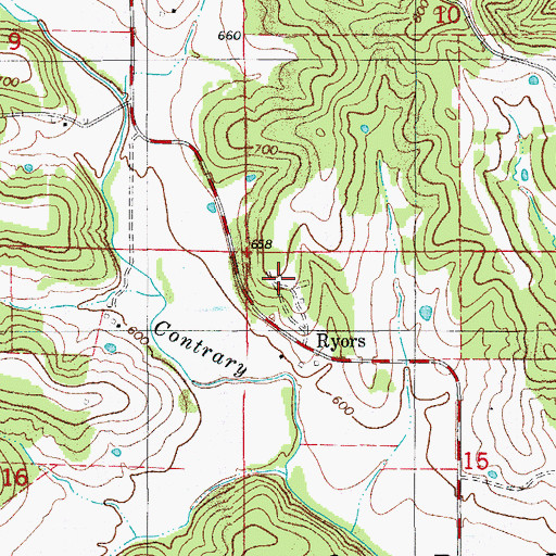 Topographic Map of Ryors School (historical), MO