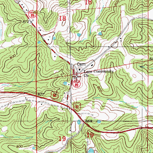 Topographic Map of Lane (historical), MO