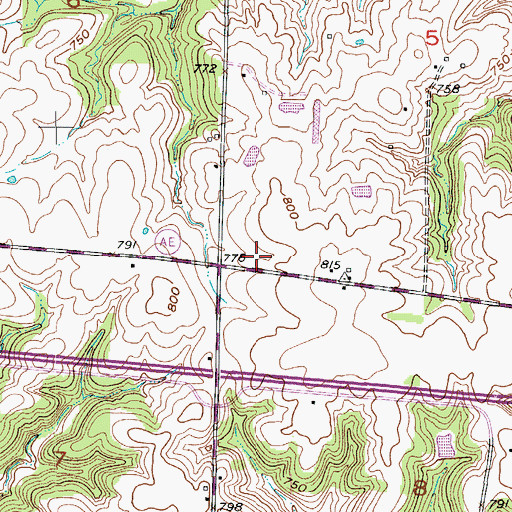 Topographic Map of Cotton Patch School (historical), MO