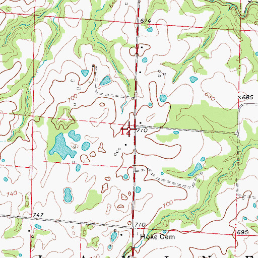 Topographic Map of Oakwood School Number Two (historical), MO