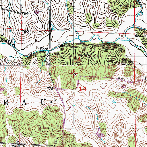 Topographic Map of Greenwood School (historical), MO