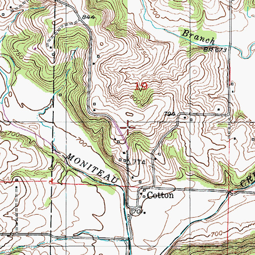 Topographic Map of Dicks Mill School (historical), MO