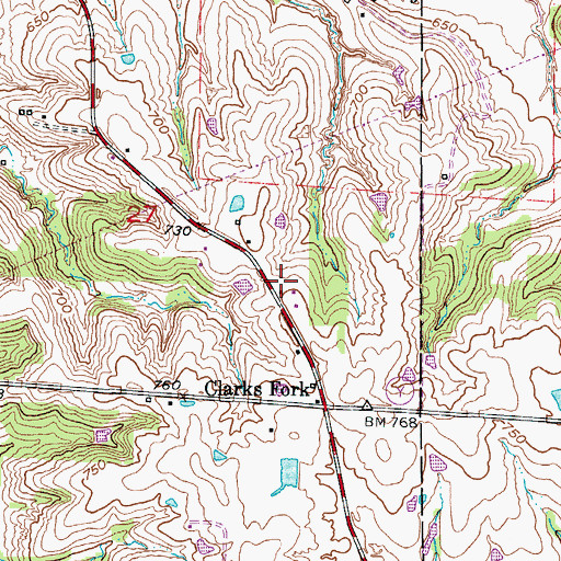 Topographic Map of Fairview School (historical), MO