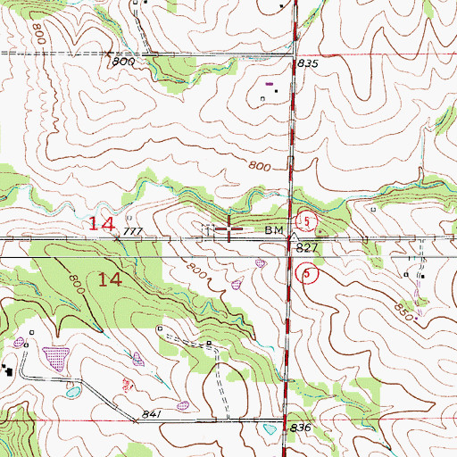 Topographic Map of Bethlehem School (historical), MO