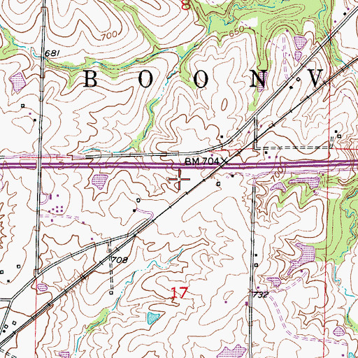 Topographic Map of Hickory Grove School (historical), MO