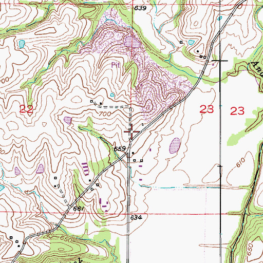 Topographic Map of Stony Point School (historical), MO