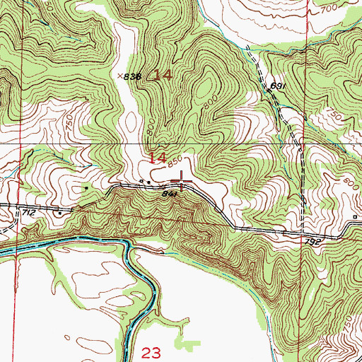 Topographic Map of Rockland School (historical), MO