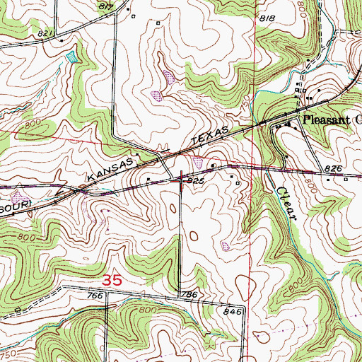 Topographic Map of Pleasant Green School (historical), MO