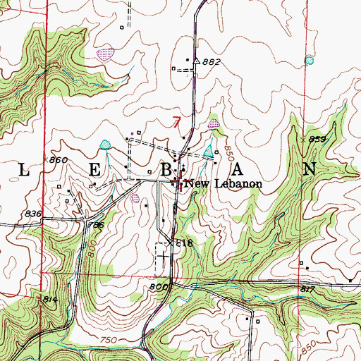 Topographic Map of Lebanon School (historical), MO