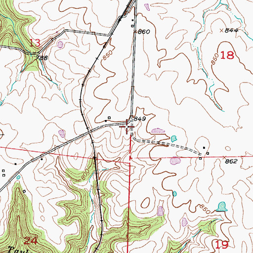Topographic Map of Harriston School (historical), MO