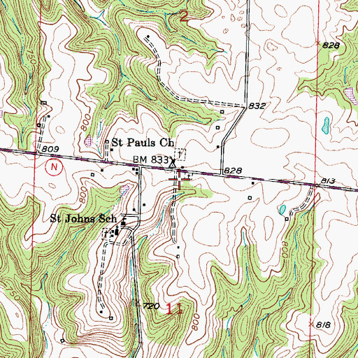 Topographic Map of West Oakland School (historical), MO