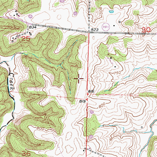 Topographic Map of Becker School (historical), MO