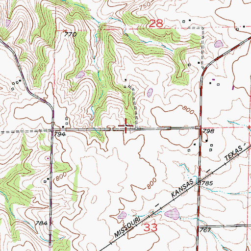 Topographic Map of Simmons School (historical), MO