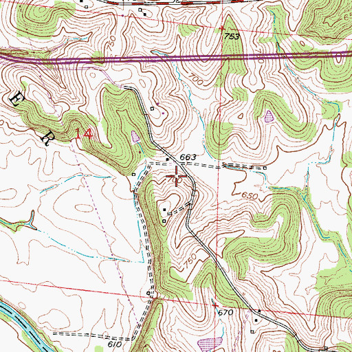 Topographic Map of Peninsula School (historical), MO
