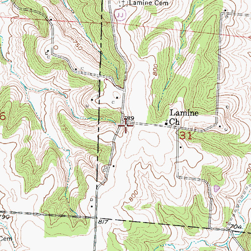 Topographic Map of Lamine School (historical), MO