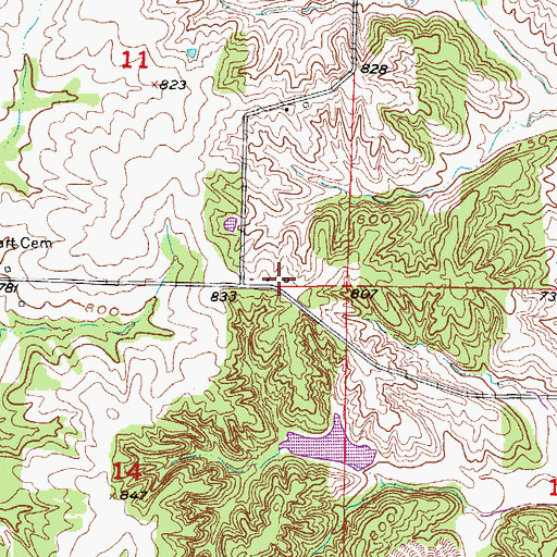Topographic Map of Hickory School (historical), MO