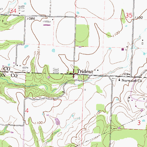 Topographic Map of Trident, AR