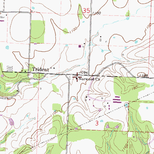 Topographic Map of Norwood Church, AR