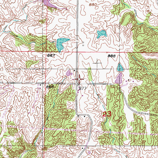 Topographic Map of Oak Grove School (historical), MO