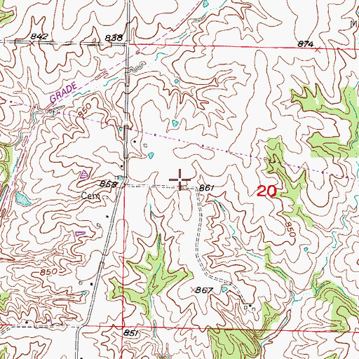 Topographic Map of Hickory Grove School (historical), MO