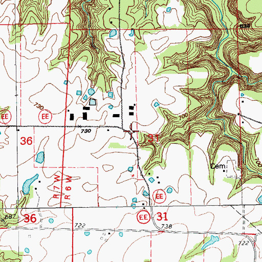 Topographic Map of Saint Paul School (historical), MO