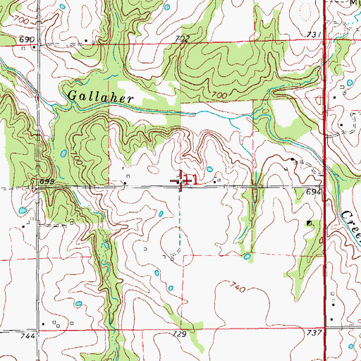 Topographic Map of Muldrow School (historical), MO