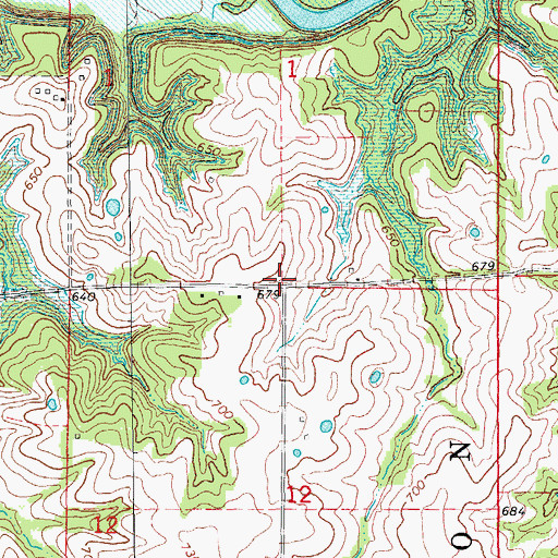 Topographic Map of Heavenridge School (historical), MO