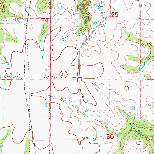 Topographic Map of Cross Lanes School (historical), MO