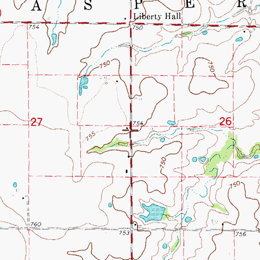 Topographic Map of Nadine (historical), MO