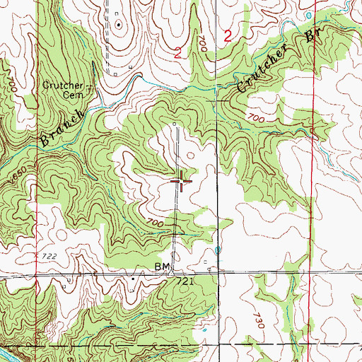 Topographic Map of Crutcher School (historical), MO