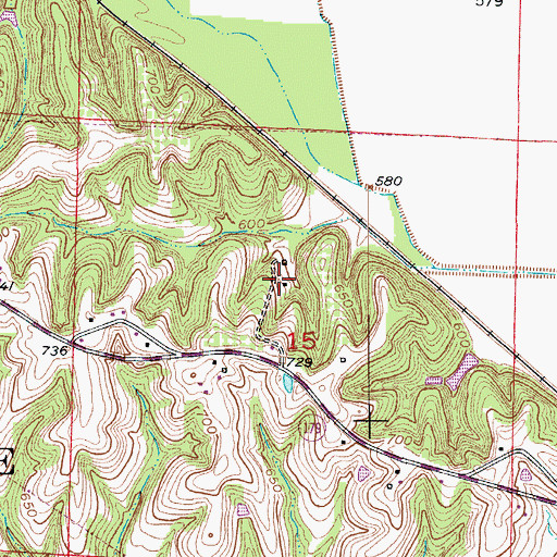 Topographic Map of Lowland School (historical), MO