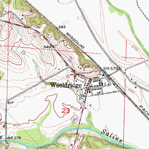Topographic Map of Wooldridge School (historical), MO