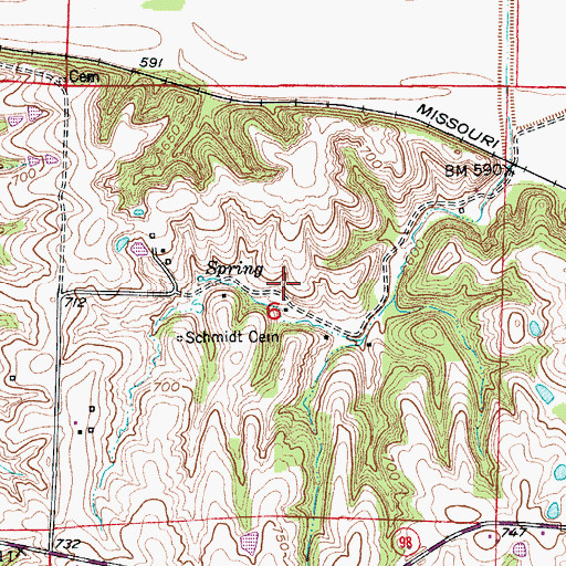 Topographic Map of Highland School (historical), MO