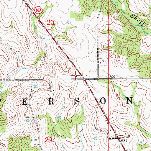 Topographic Map of Hickory Grove School (historical), MO