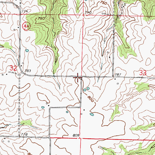 Topographic Map of New Hope School (historical), MO