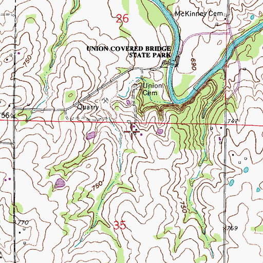 Topographic Map of Union School (historical), MO