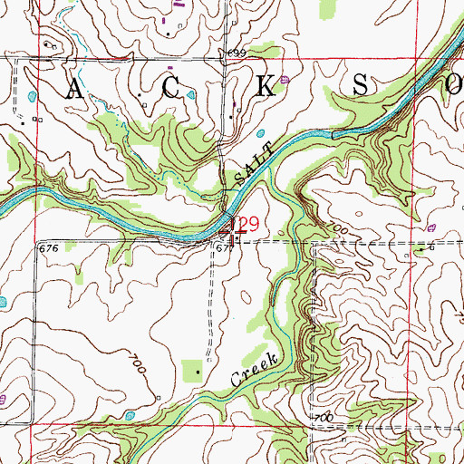 Topographic Map of Cedar Bluff School (historical), MO