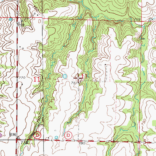 Topographic Map of McGee School (historical), MO