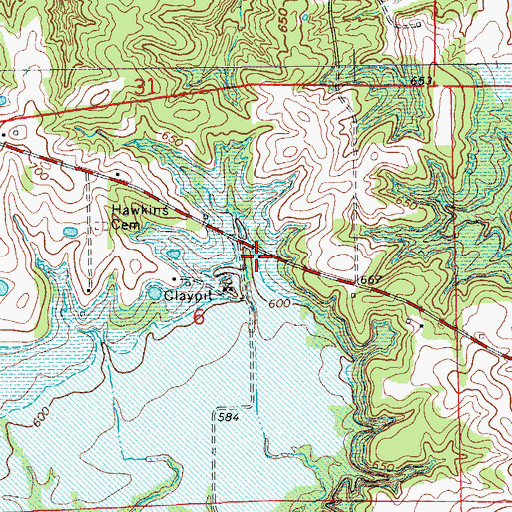 Topographic Map of Casey College School (historical), MO