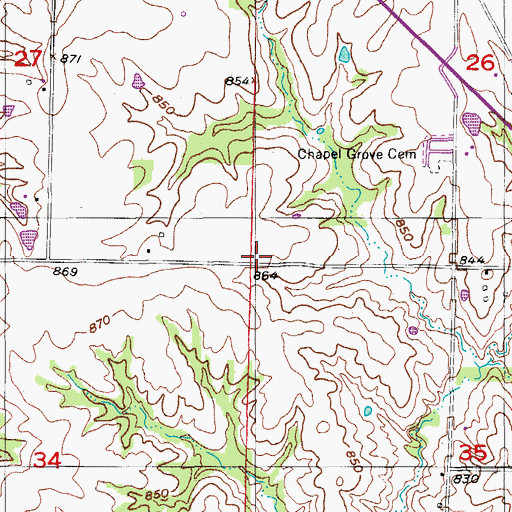 Topographic Map of Chapel Grove School (historical), MO