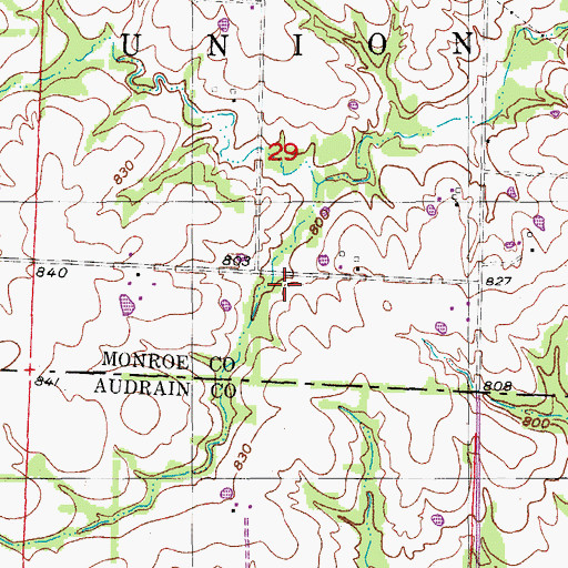 Topographic Map of Garrett School (historical), MO