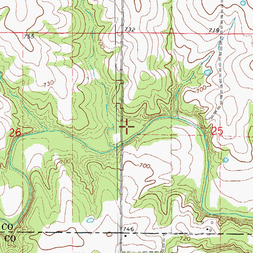 Topographic Map of Long Branch (historical), MO