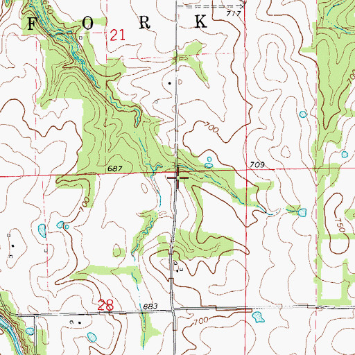 Topographic Map of Wafer Ash School (historical), MO