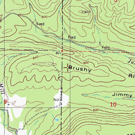 Topographic Map of Brushy Ridge, AR