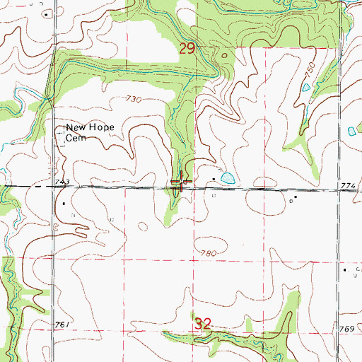 Topographic Map of Long Branch School (historical), MO
