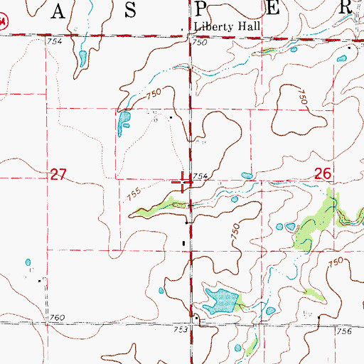 Topographic Map of Nadine School (historical), MO