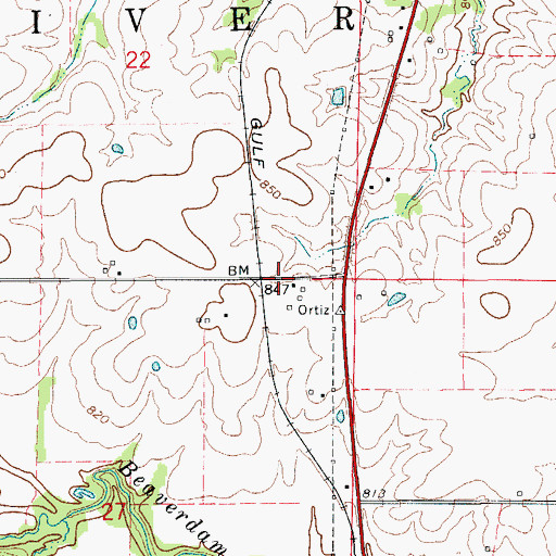 Topographic Map of Ortiz (historical), MO