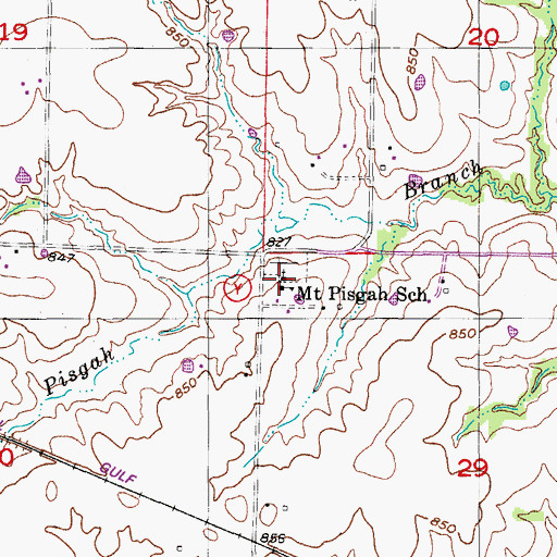 Topographic Map of Pisgah Baptist Church (historical), MO